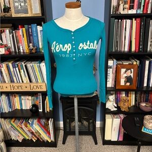 Aeropostale Turquoise Long Sleeve Women's Tee